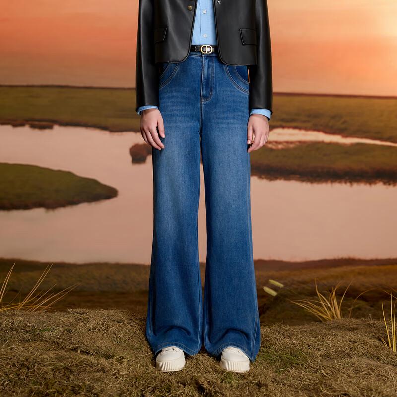 

Sancai Women s Mid-Rise Loose Straight Brushed Denim Jeans S