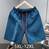Men's Plus Size Textured Casual Shorts, Elastic Waist Breathable Beach Pants (5XL-12XL)