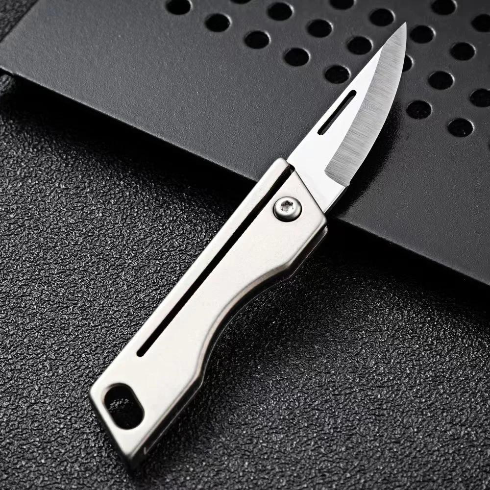 Mini Tc4 Titanium Alloy Mini Folding Knife EDC Portable Keychain Pendant Knife Express Unpacking Pocket Knife Gift EDC Tool