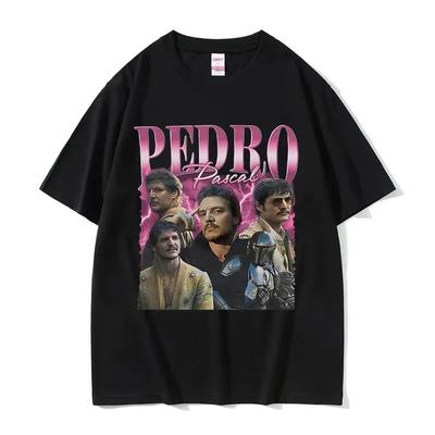 Vintage Koszulka z Graficznym Motywem z Filmu z Pedro Pascalem Męska Damska Moda Harajuku Koszulki z Krótkim Rękawem Wysokiej Jakości Bawełniana Koszulka Top
