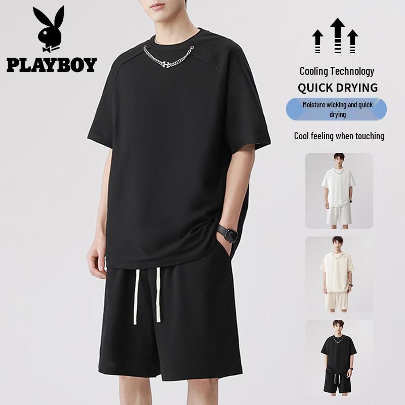 

PLAYBOY Men s Ice Silk Short-Sleeve Sport Set 4XL