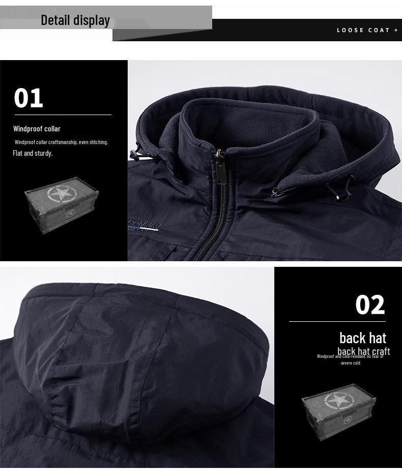 Gilet da uomo in pile Sherpa double-face con imbottitura in velluto, per esterni, con cappuccio staccabile