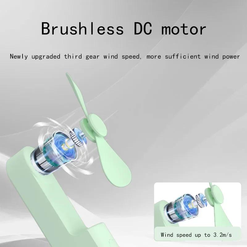 Portable Mini Fan Emergency Power Bank for Phone 3 Speed Rechargeable Foldable Electric Air Cooling Fan for Office Travel