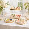 Ceramic Dessert Display with Gold Metal Frame Glossy for Afternoon Tea, Weddings