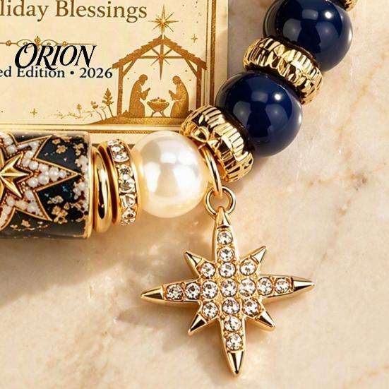 Santa Claus Charm Accessory Christmas Bracelets for Women, Beaded Stretch Bracelet with Party Decorative Card, Holiday Jewelry Gift Stocking Stuffers,