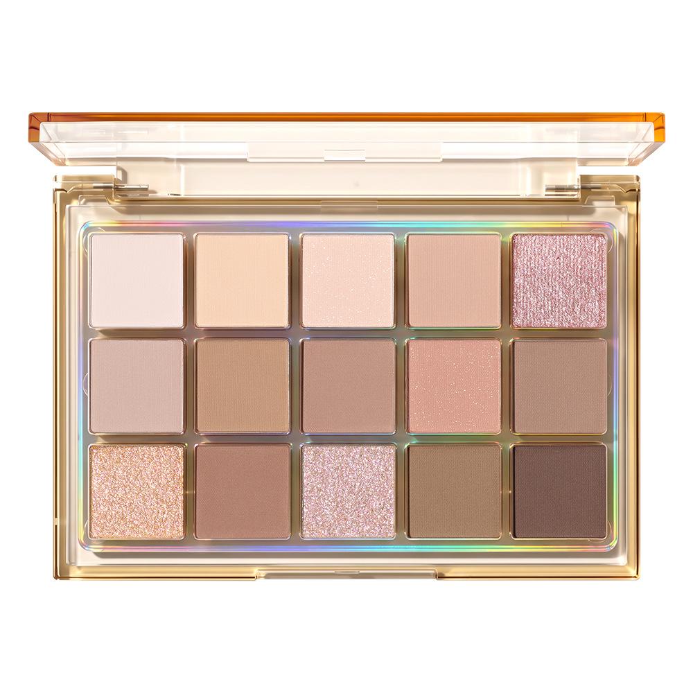 UCANBE Earth Tones Palette: 15 Creamy Cocoa Shades in Matte & Shimmer for Daily Makeup.