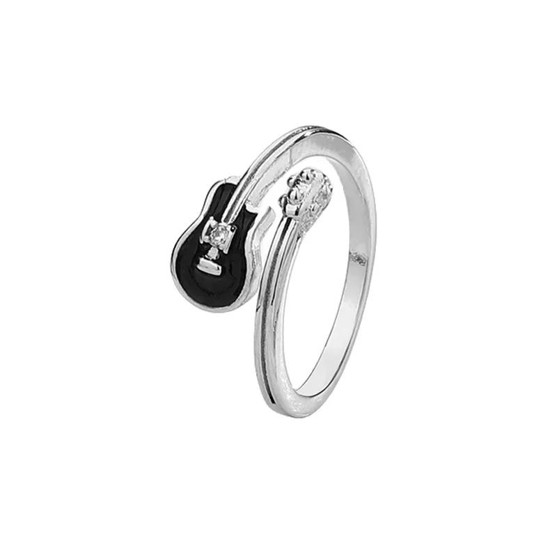 Music Note Guitar Ring Niche Design Adjustable Index Rings for Women Statement Finger Wedding Valentine's Jewelry