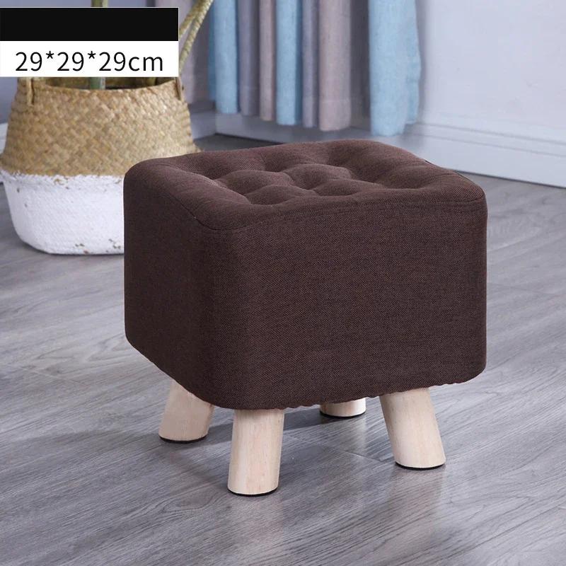 Elastic Foot Rest Stool Solid Wood Square Ottoman for Changing Small Shoes Sofa Bench Hallway Furniture Home Decoration