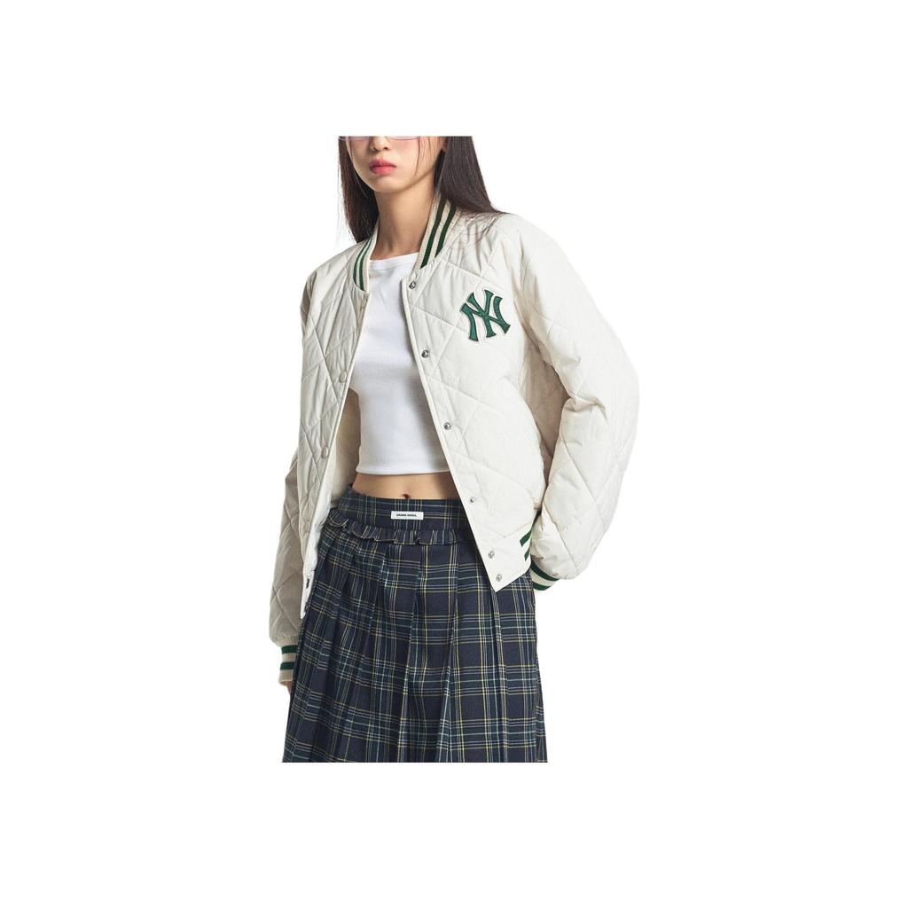New MLB Varsity New York Yankees Jacket Women's Dark Cream 3FPDV0146-50CRD