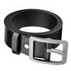 Men Belt Classic PU Leather Soft Casual Single Prong Belt for Business Work Christmas 49.2in Silver Buckle Black Belt