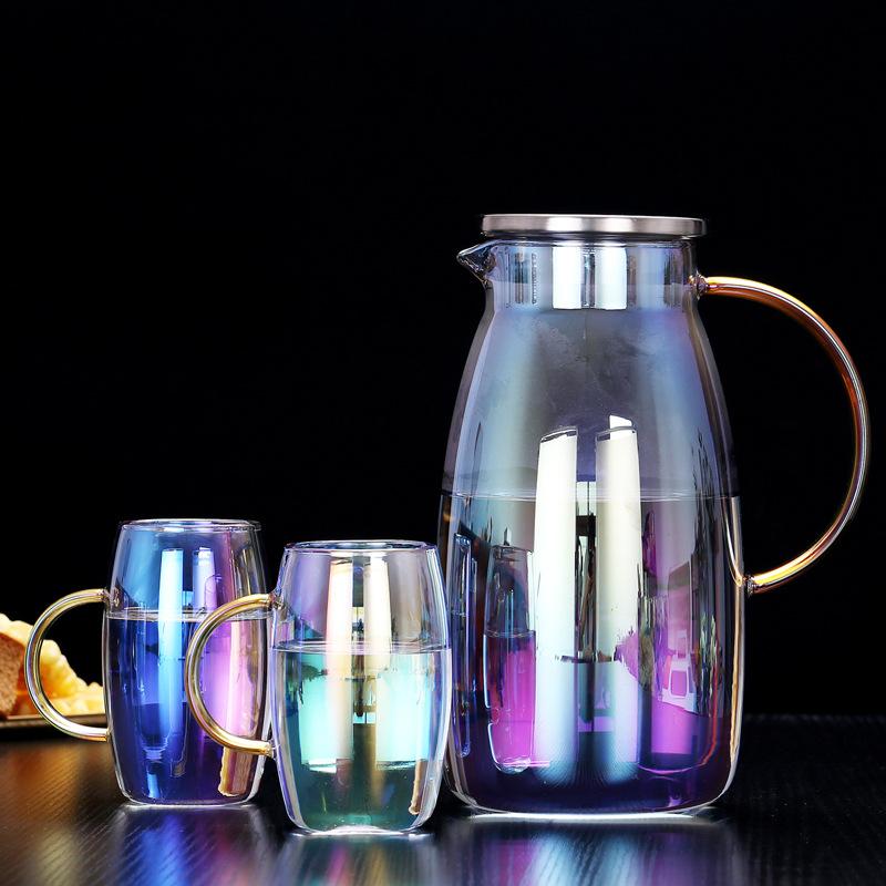 New High Borosilicate Glass Amber Cool Water Bottle for Household Large Capacity Colorful Juice Drink Kettle Cool White Tea Pot