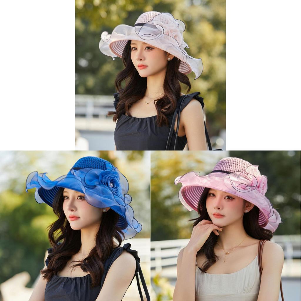 Summer Ladies Large Brim Sun Hat With Breathable Mesh For Beach And Travel