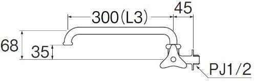 SANEI Horizontal Flexible Faucet, Pipe Length 300mm, A20J-L3-13