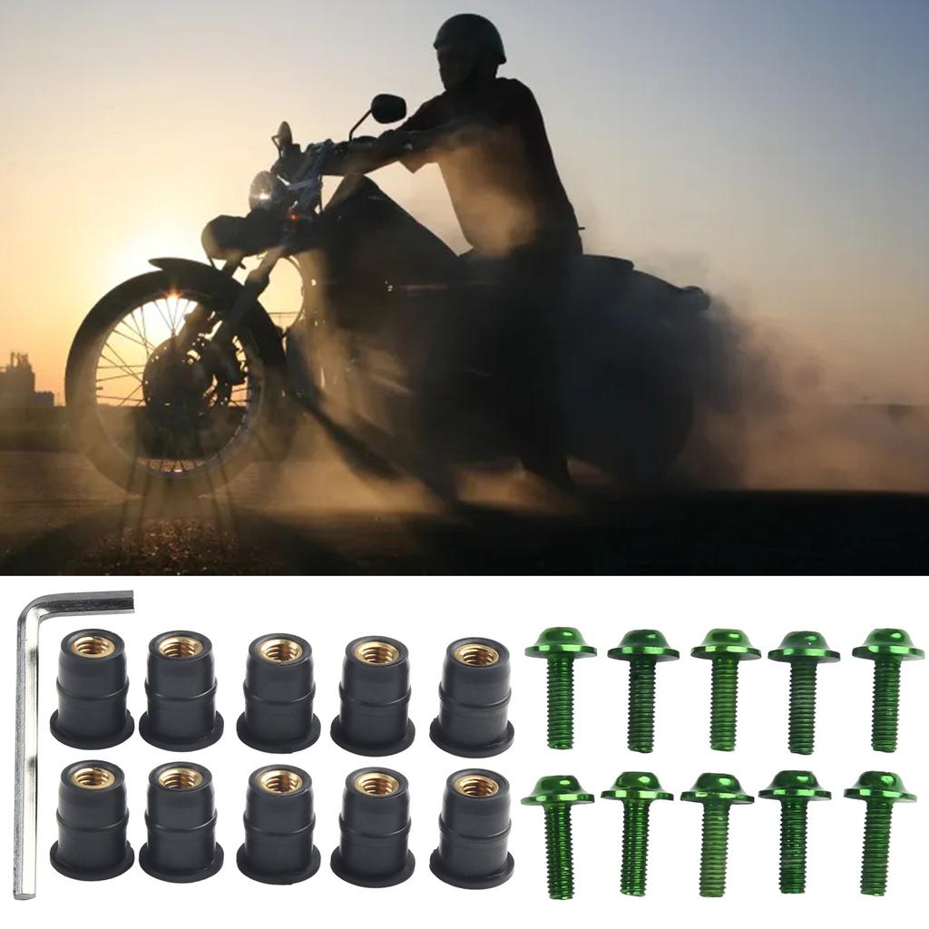 Piese Piuliță Parbriz de Înlocuire 10 buc Aluminiu Anodizat Motocicletă Cauciuc