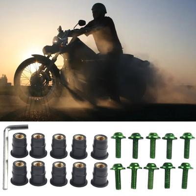 Piese Piuliță Parbriz de Înlocuire 10 buc Aluminiu Anodizat Motocicletă Cauciuc