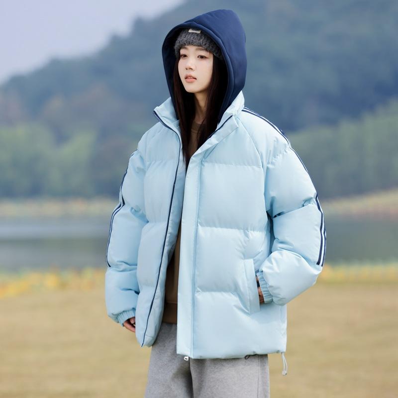 Hooded Fake Two-piece Cotton-padded Coat, Couple's Versatile Loose Casual Three-bar Cotton-padded Coat To Keep Warm, Winter Cotton-padded Clothes