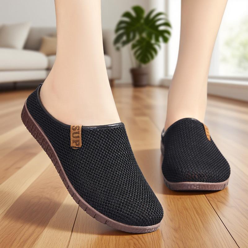 

Женская обувь лето новая сетка голова полушлепки на одном педале дышащие тапочки носить мягкая подошва удобная повседневная обувь 41