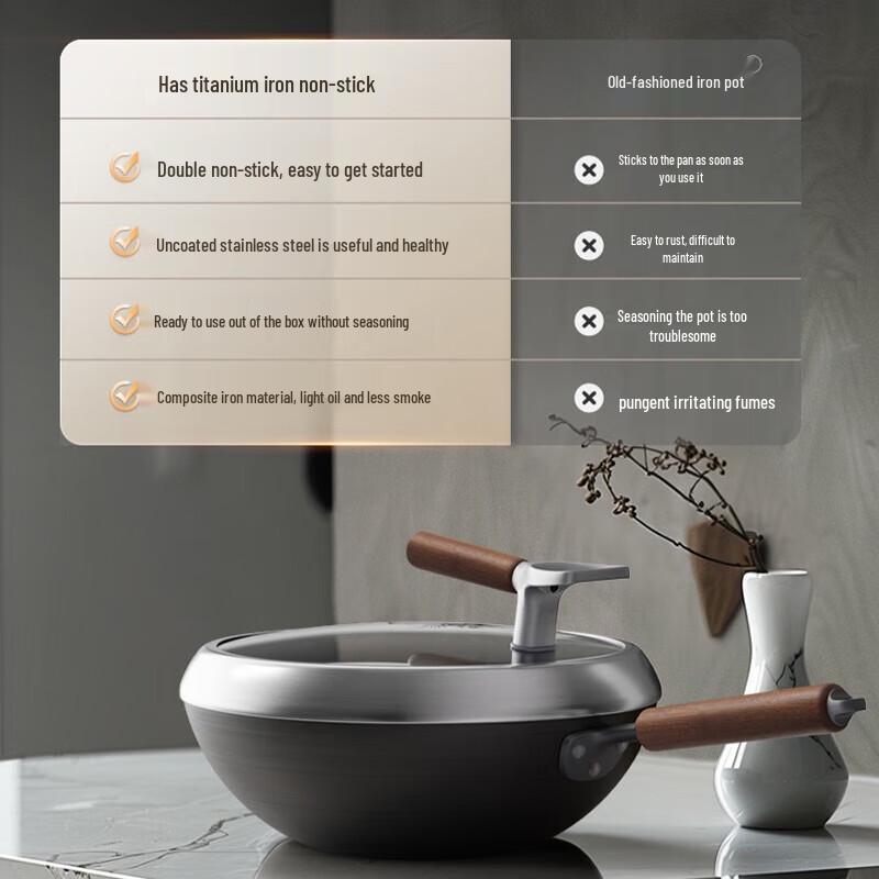 Supor 32cm Titanium Iron Non-stick Wok