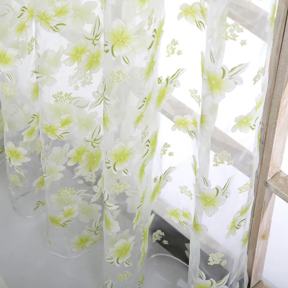 Flower Sheer Curtain Tulle Window  Voile Drape Valance 1 Panel Fabric