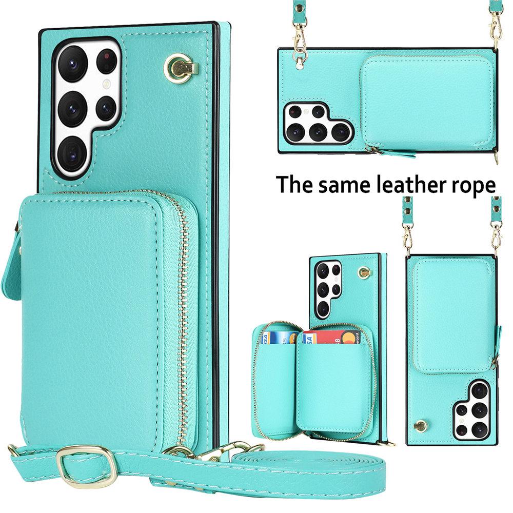

Leather Crossbody Wallet Cards Phone Case For Samsung Galaxy S25 S24 S23 Ultra S22 S21 S20 Note 20 S24FE Lanyard Zipper Cover For Galaxy Note 10