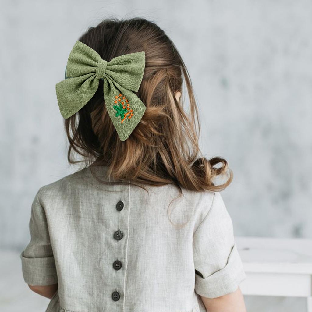 Embroidered Hair Clips Solid Flower Hairpins For Baby Girls Children Boutique Barrettes Handmade Hairgrips Kids Hair Accessories