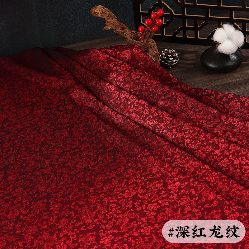 Double Sided Jacquard Fabric Bamboo Dragon Pattern By The Meter for Clothes Cheongsam Hanfu Sewing Cloth Fine Soft Gold White