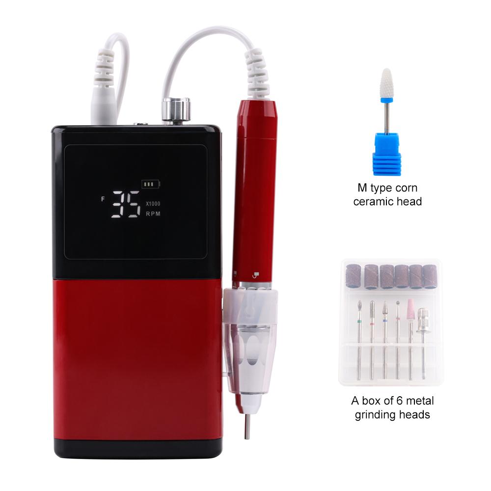 

BEPAN Brushless 85W Nail Drill Rechargeable 35000RPM Manicure Machine Quiet Motor Cordless Nail File Pedicure Drilling Handle UK красный