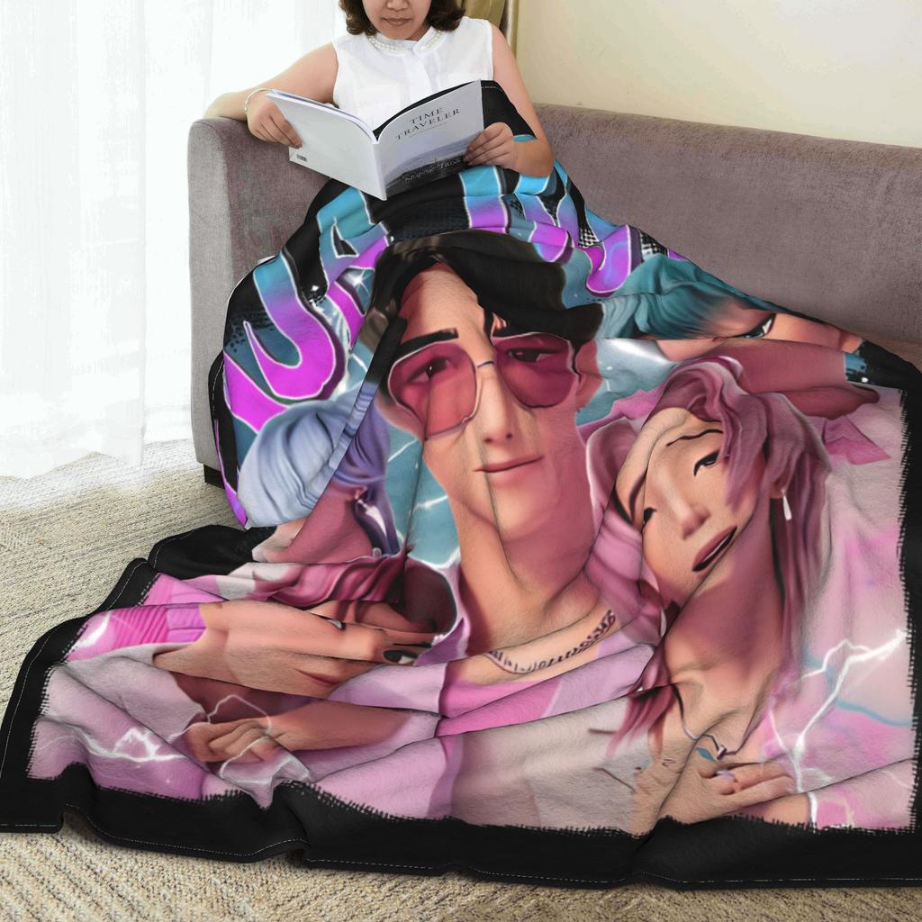 Super Warm Blanket Airplane Travel Huntrix Boys Band Kpop Film Throw Blanket Flannel Bedspread For Couch Bed Sofa Bed Cover