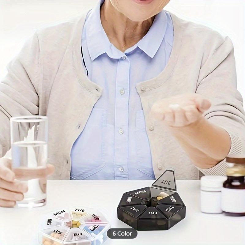 Convenient 7-Grid Pill Box Organizer with Rainbow Colors, Perfect for Weekly Medication, 3pcs