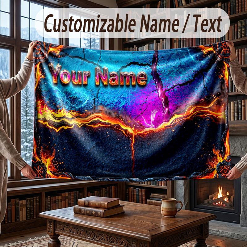 Abstract Personalized Theme Throw Blanket Custom Name Text Personalized Blanket Soft Cozy Blanket for Home Sofa Bed