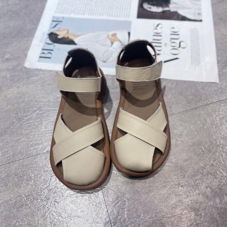 

Босоножки Baotou женские лето 2025 новая платформа пляжные римские туфли фея с юбкой туфли-клетка свиньи сандалии на плоской подошве 40 абрикосовый