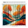 Elegant Polyester Shower Curtain - Vibrant Abstract Tree Design,Rich Palette of Orange, Red, Green & Blue, All-Season Bath Decor