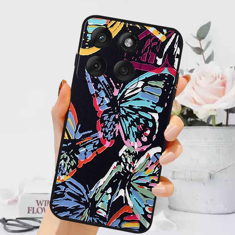 3D Emboss Cases For Edge 60 Fusion / Edge 60 Pro Relief Embossed Retro Silicone Back Cover For Edge 60 Stylus Black Funda 60 Pro
