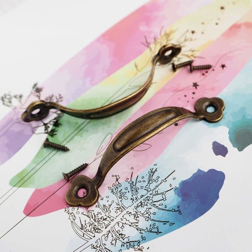 sempiterno Antique Handles, Retro Arched Pull Handles, Zinc Alloy Arched Box Handles, Antique Style Screws for Furniture, Wardrobe, Kitchen Cabinet, D