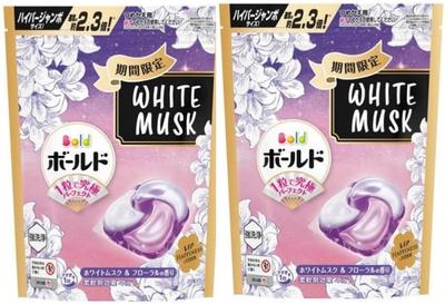 [Set aus 2 Stück] Bold Waschmittel, Limitierte Edition Gel-Kugeln, 4D 4-in-1, Weißer Moschus & Blumiger Duft, Ultimative Perfektion in Einem (25 Ersatzminen x 2 Beutel)