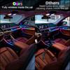 Acrylic Interior Car LED Lights with Wireless APP 6 In 1Ambient Lighting Kits Fiber Optic Strip LEDs 16 Million Colors Musicand
