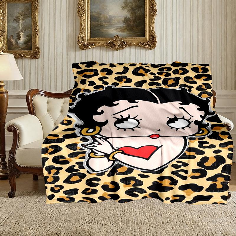 1pc Betty Boop Blanket, Home Printed Throw Blanket - Soft Blanket Gift for Family, Washable Sofa Bed Blanket