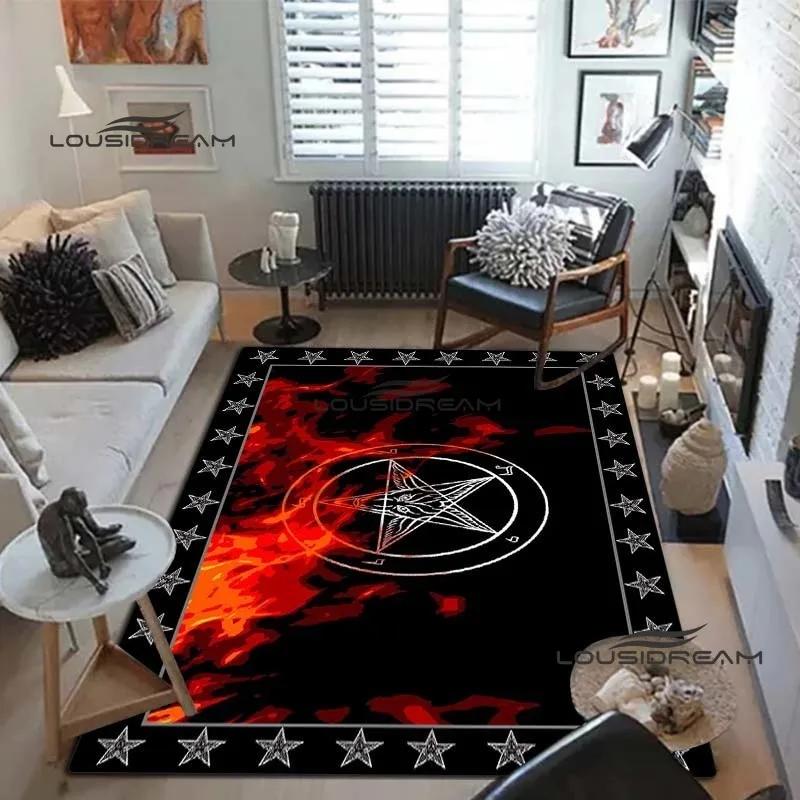 Devil Satan Lucifer Sacrifice Carpet and Rug Goat Baphont Rug Living Room Bedroom Area Carpet Study Porch Bedside Non-slip Mat