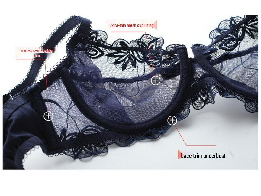 Sexy Plus Size Lingerie Set: Sheer, Anti-Sag, Lace Bra for Smaller Bust Look