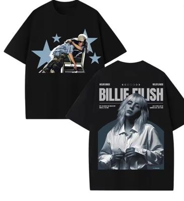 Sanger Billie Eilish Wildflower Printet T-shirt Unisex Og Unisex Sommer Bomuldsbeklædning Afslappet Mode Rund Hals Kortærmet Top