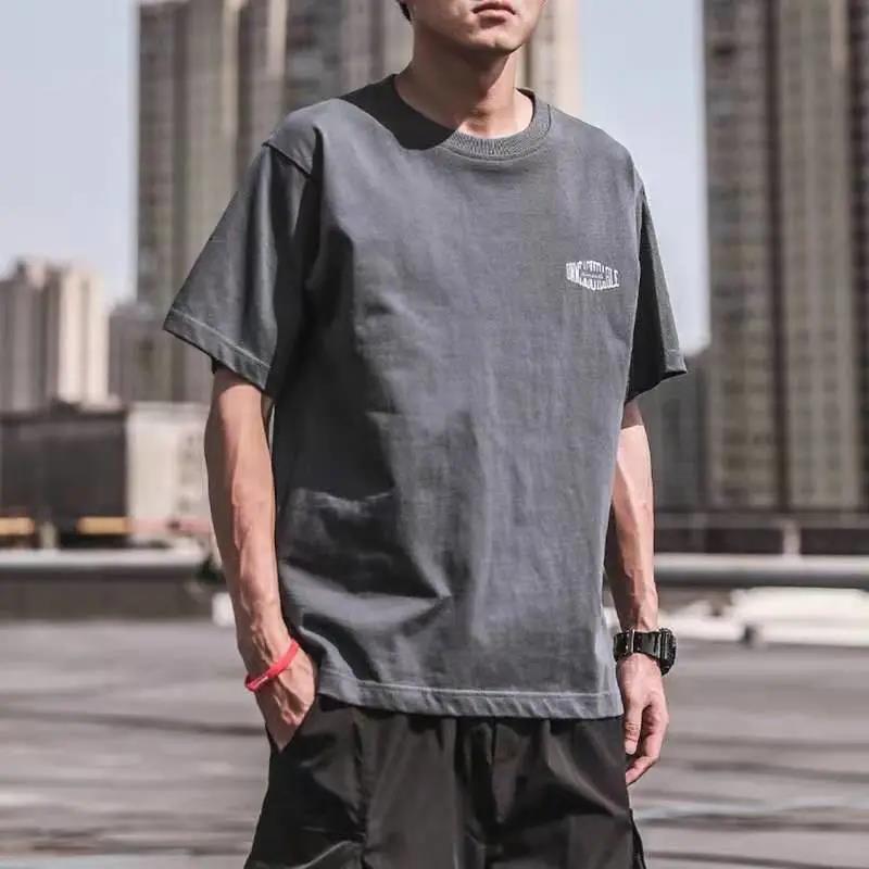 Bavlněné retro tričko s potiskem písmen Pánské letní nové volné tričko s polovičním rukávem