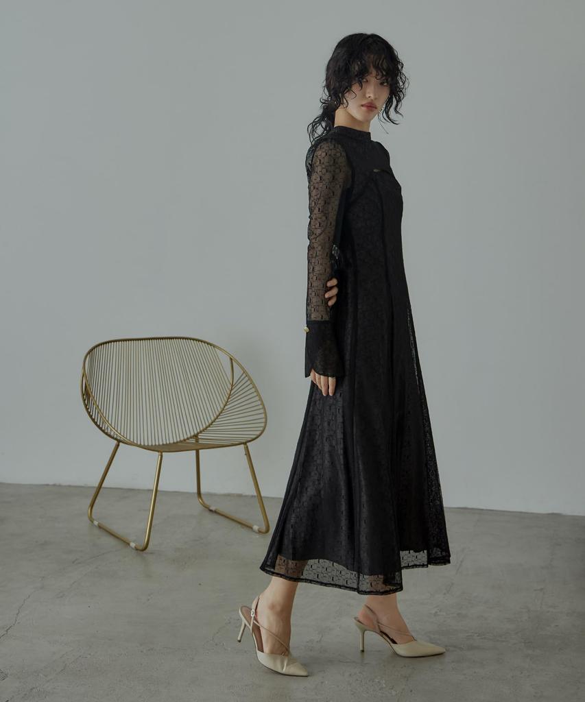 Niana Geometric Party Wedding Black Size S Back-Open Dress, Dress, Dress, Lace,