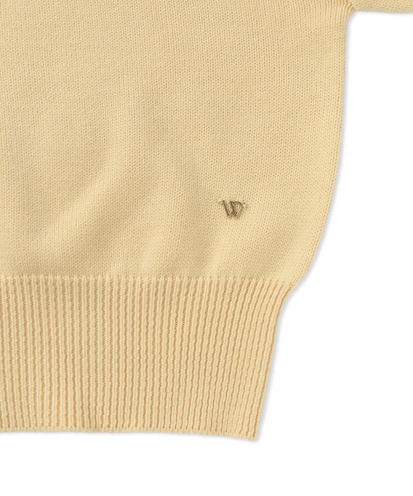 WITHOUT SUMMER Slim Button Half Knit_Butter