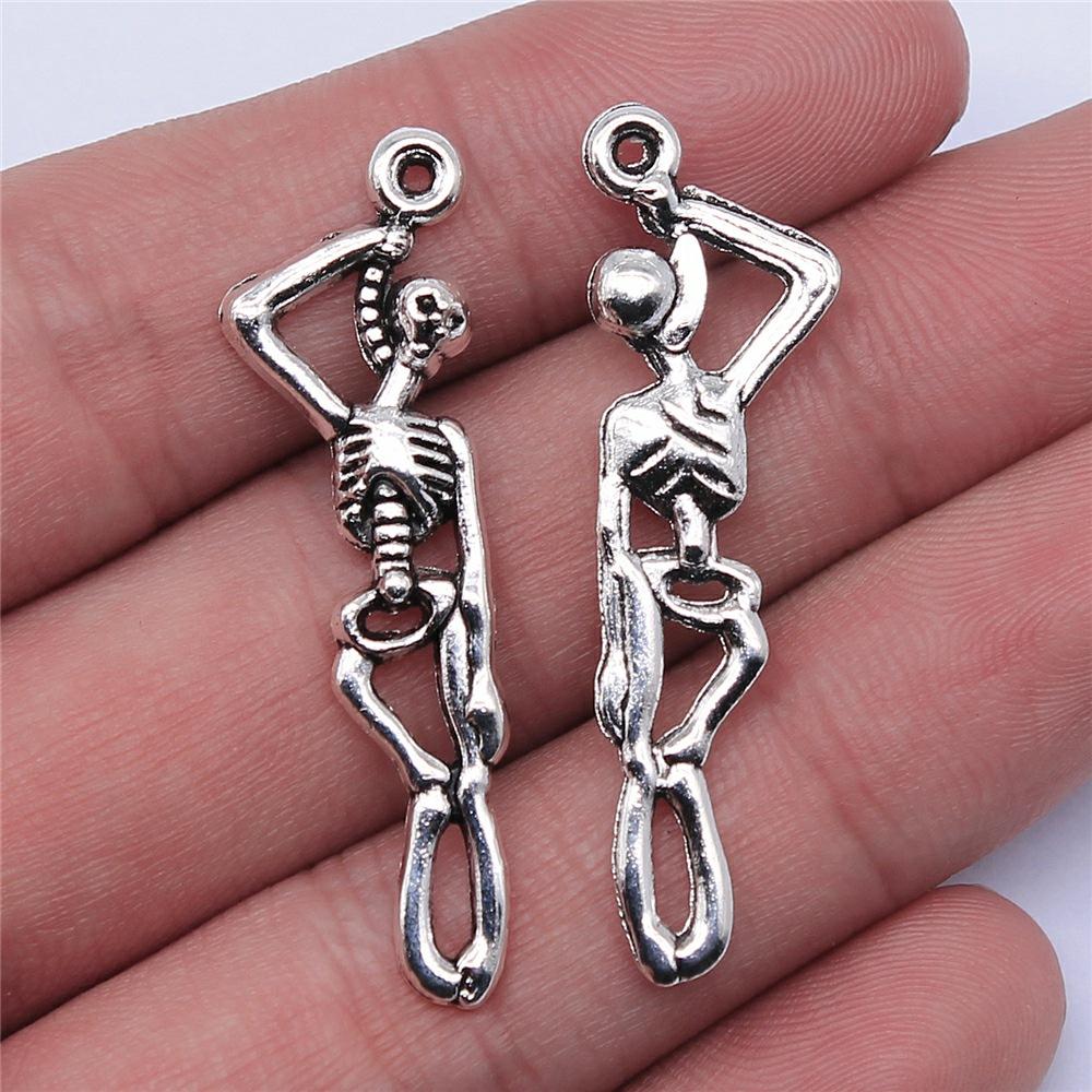20pcs Skull Charms Antique Silver Color Cute Skull Charms Pendants For Bracelets Bat Skull Charms Making Jewelry