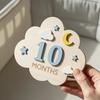 Natural Wood Baby Monthly Milestone Marker Kit Cloud Design Number Tiles for Newborn Photography Keepsake Baby Gift