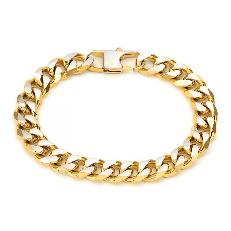 Men's Exquisite Trendy Matte Cuban Chain Bracelet with Stainless and Titanium Steel Cowboy Buckle