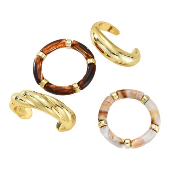 4Pcs/Set Women Bracelet Opening Adjustable High-Polishing Metal Layered Bracelets Wear-Resistant Stackable Bangles Wrist Jewelry золотистый