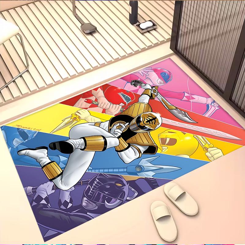 Mighty Morphin Power Rangers Print Rug, Washable Floor Carpet, For Entryway Dorm Laundry Room Office Study, Home Decor Birthday Christmas Gift