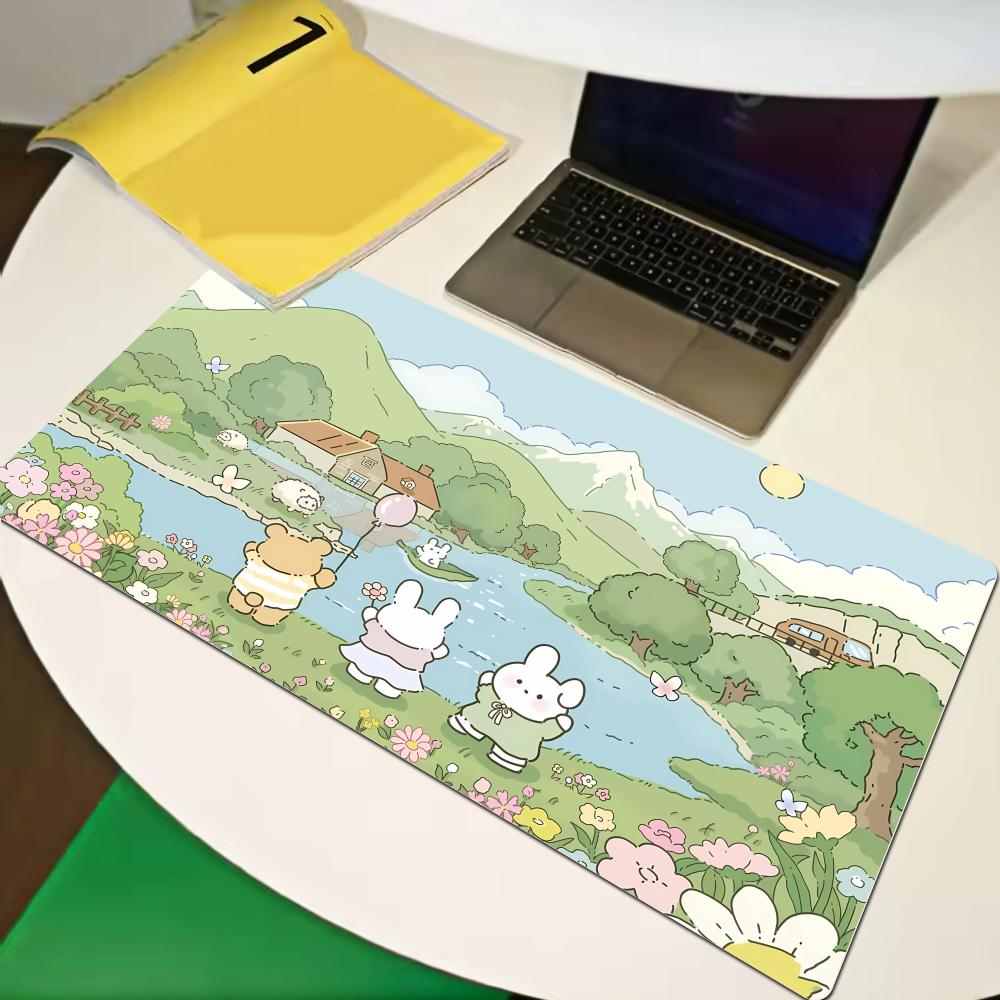 Gaming Keyboardpad Office Soft NonSlip Carpet Rubber Mice Pad New Models Cute Rabbit Pink Anime Mousepad Home Hd Print Xaxc