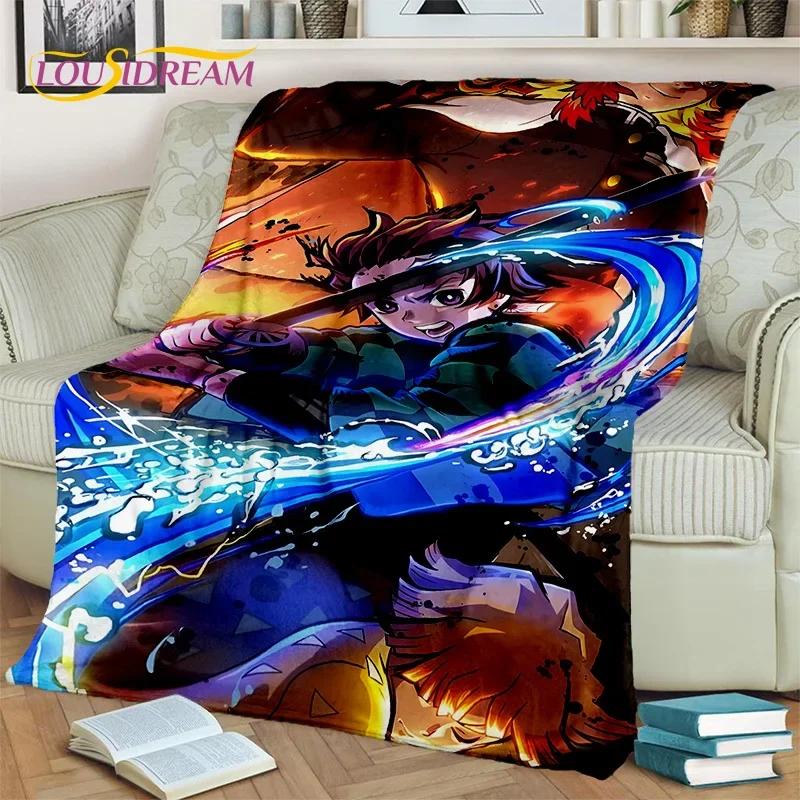 Kamado Nezuko Demon S-Slayer Japan Anime Mykt flanellteppe for senger Soverom Sofa Piknik, Kasteteppe for barn Utendørs Fritid